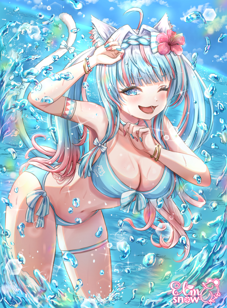 気ままな猫様からのご依頼で、VTuberの氷花りのを描かせて頂きました。